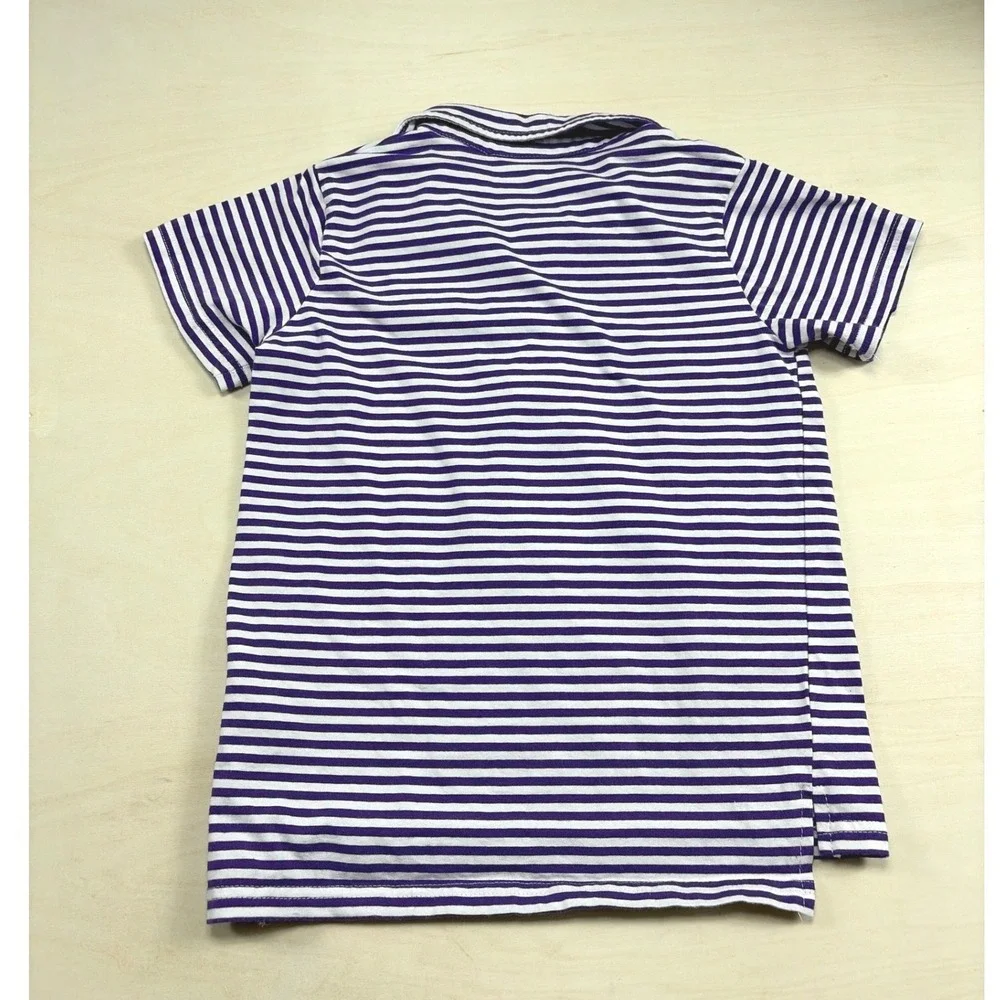 Classic Whimsy Boys Purple White Striped Football Polo Shirt Size 6